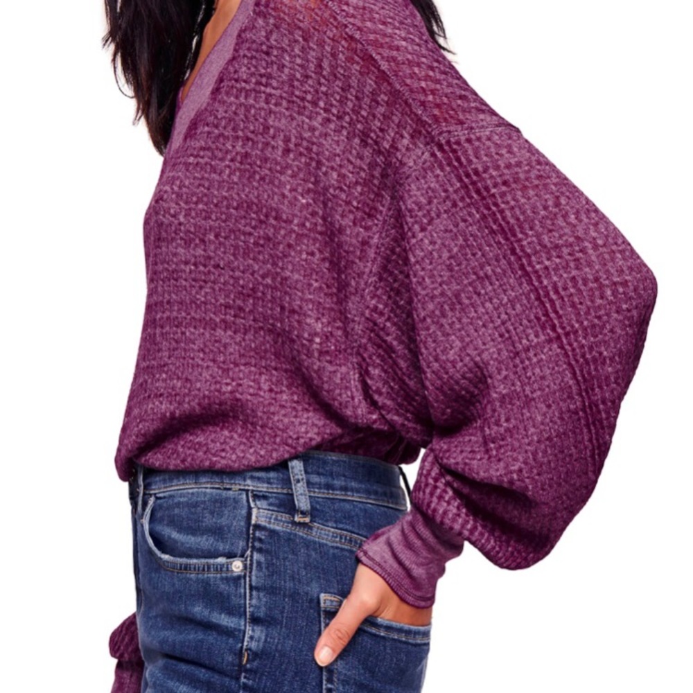 Free People- South Side- Thermal Top- Violet - Picture 2 of 6